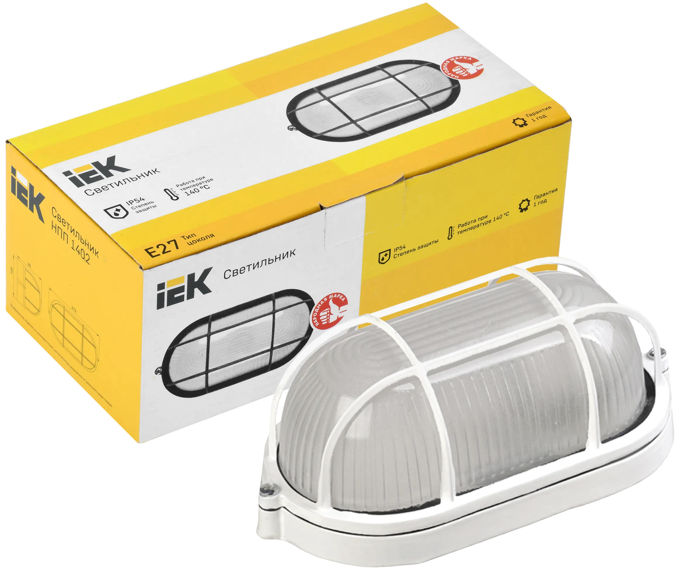 Светильник НПП1402 овал с решеткой 60Вт IP54 белый IEK - Фото 3