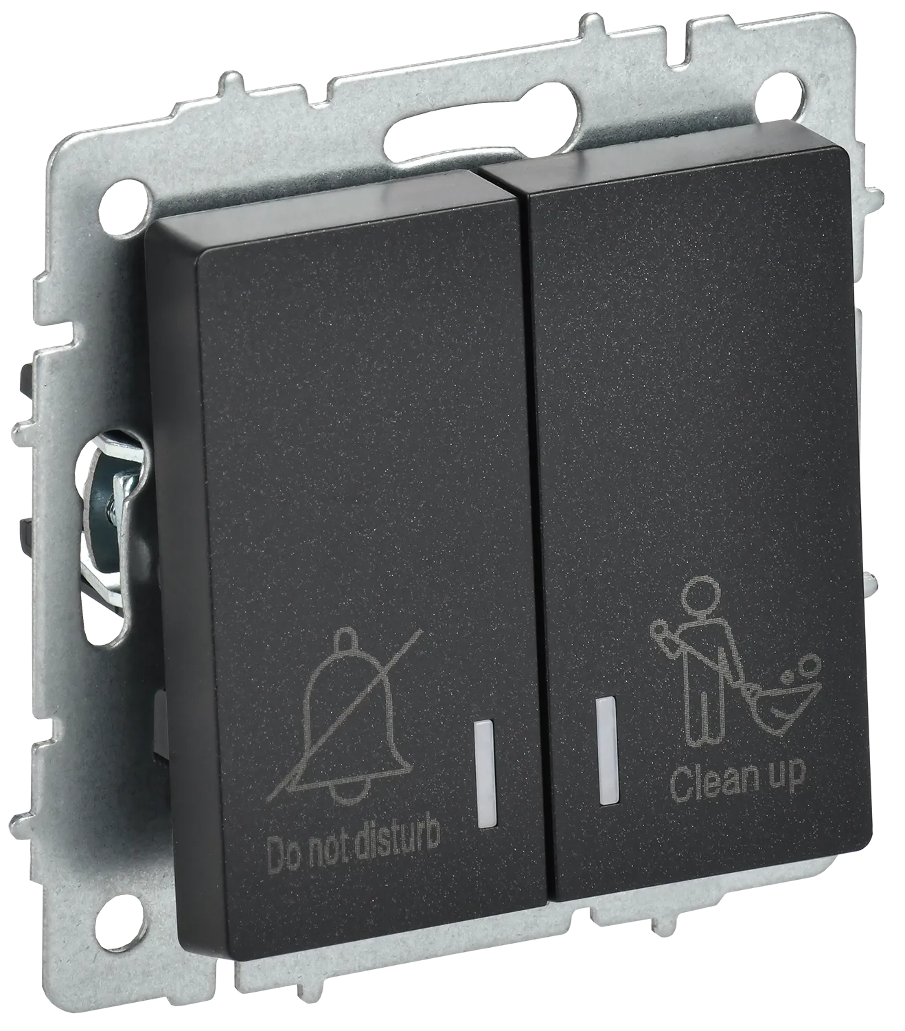 BRITE Выключатель 2-клавишный с индикацией для отелей 10А ВС10-2-9-БрЧ черный IEK