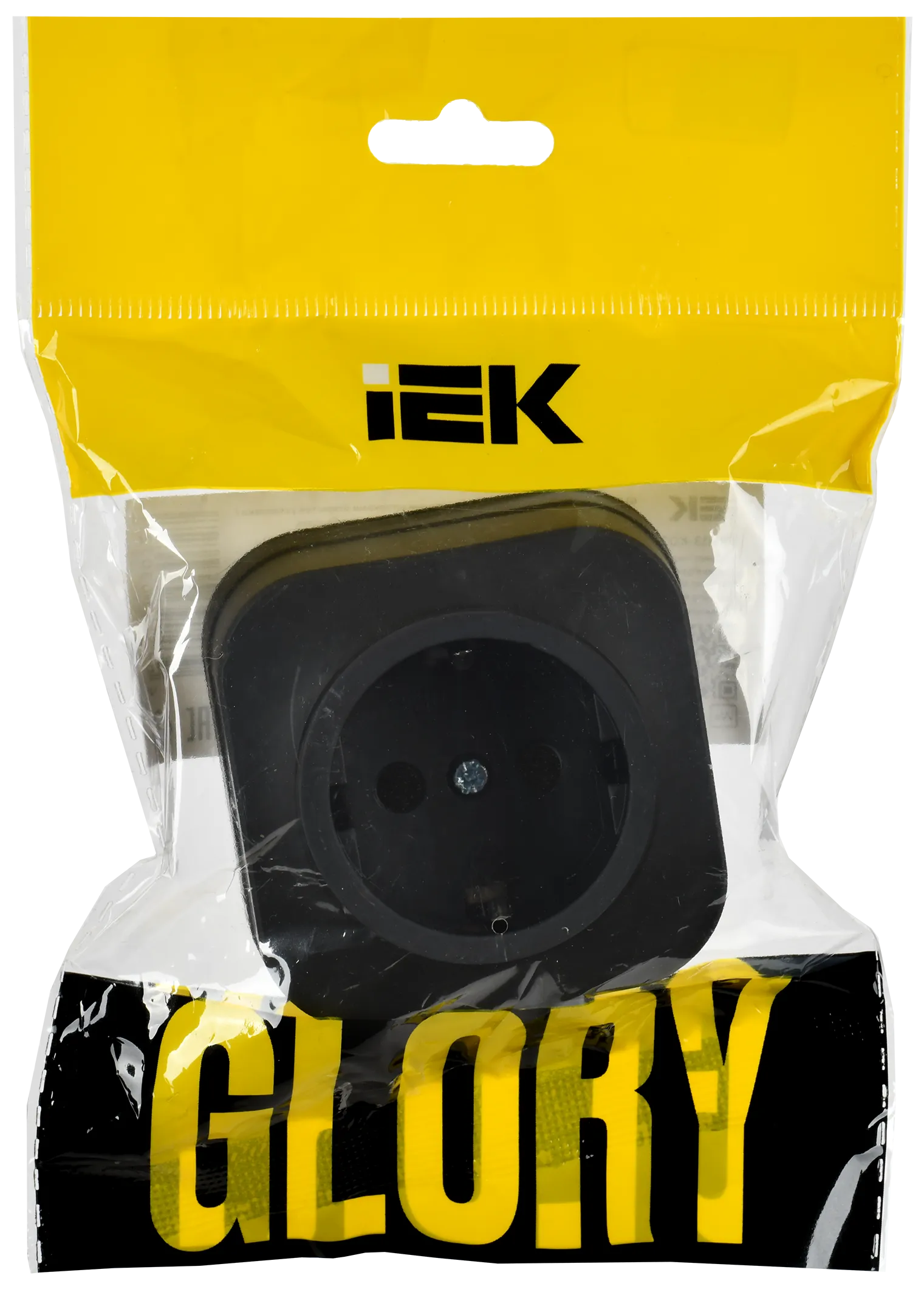 GLORY Розетка 1-местная для открытой установки с заземлением без защитных шторок 16А РС20-3-ХЧм черный матовый IEK - Фото 2
