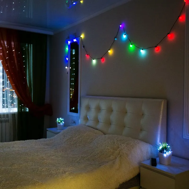 Гирлянда Шарики Ø18мм, 5м, темно-зеленый ПВХ, 30 диодов, цвет RGB - Фото 3