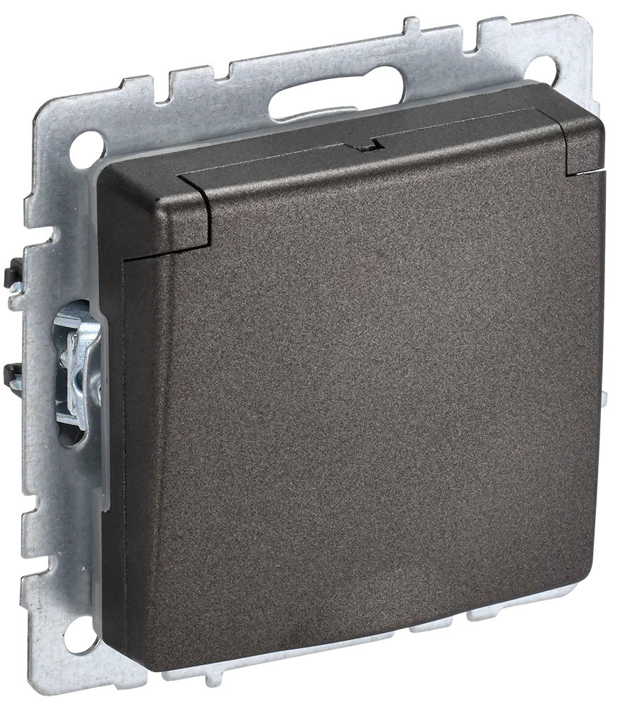 BRITE Розетка 1-местная с заземлением с защитными шторками и крышкой 16А IP44 РСбш10-3-44-БрТБ темная бронза IEK BR-R16-16-44-K45