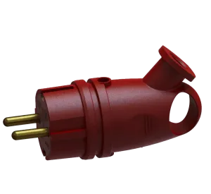 Вилка переносная угловая с кольцом каучук В 16-003 (красный) с заземлением ВЭТП0009