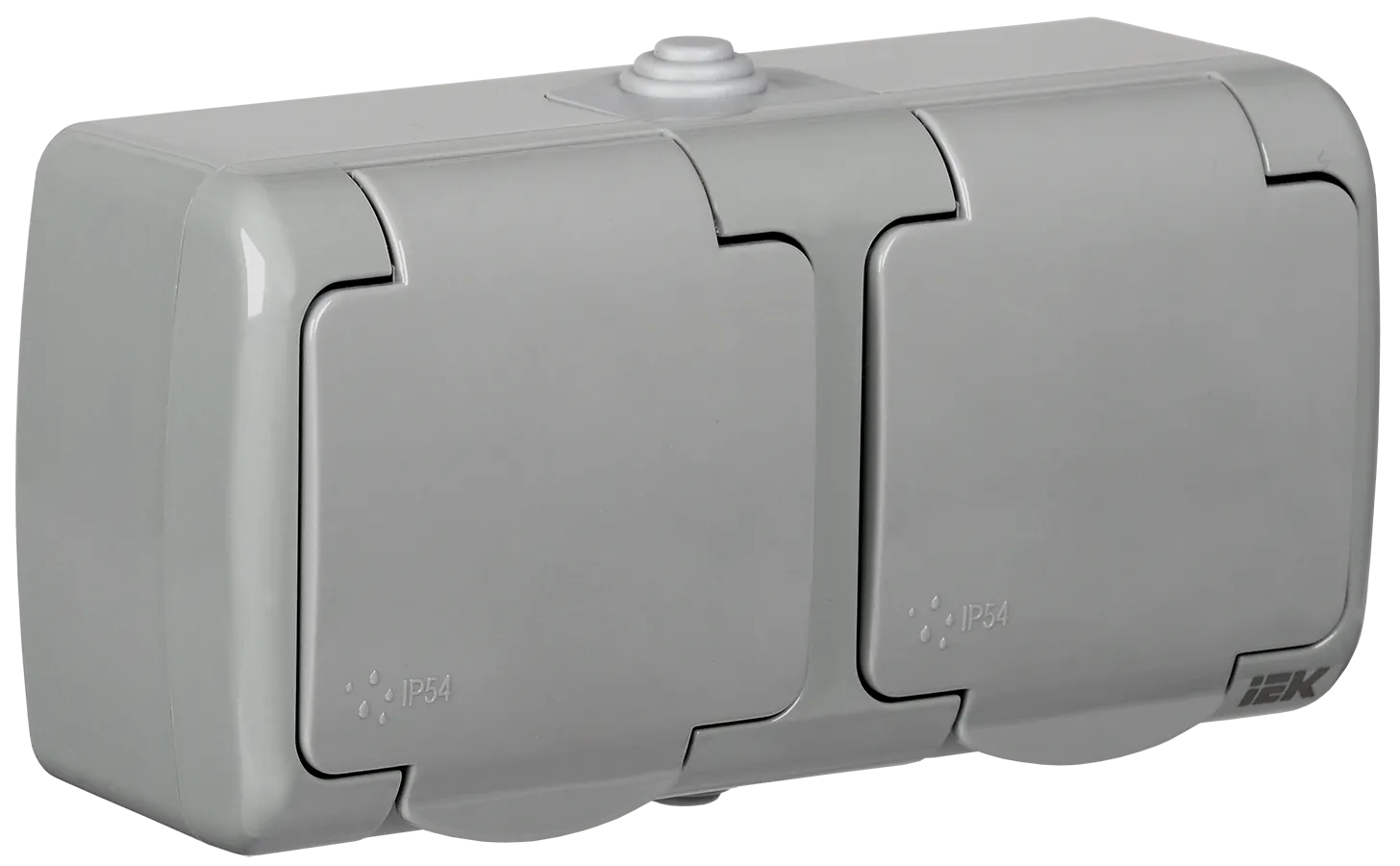 AQUATIC Розетка 2-местная с заземлением и крышкой для открытой установки 16А IP54 РСш22-2-А IEK