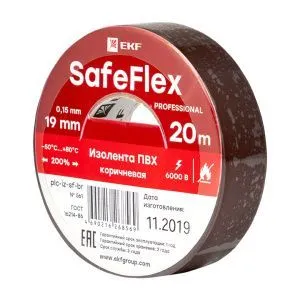 Изолента ПВХ коричневая 19мм 20м серии SafeFlex plc-iz-sf-br