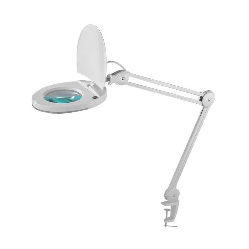 Лупа на струбцине круглая 8D с подсветкой и крышкой, ø127мм, белая (6025,BO) REXANT