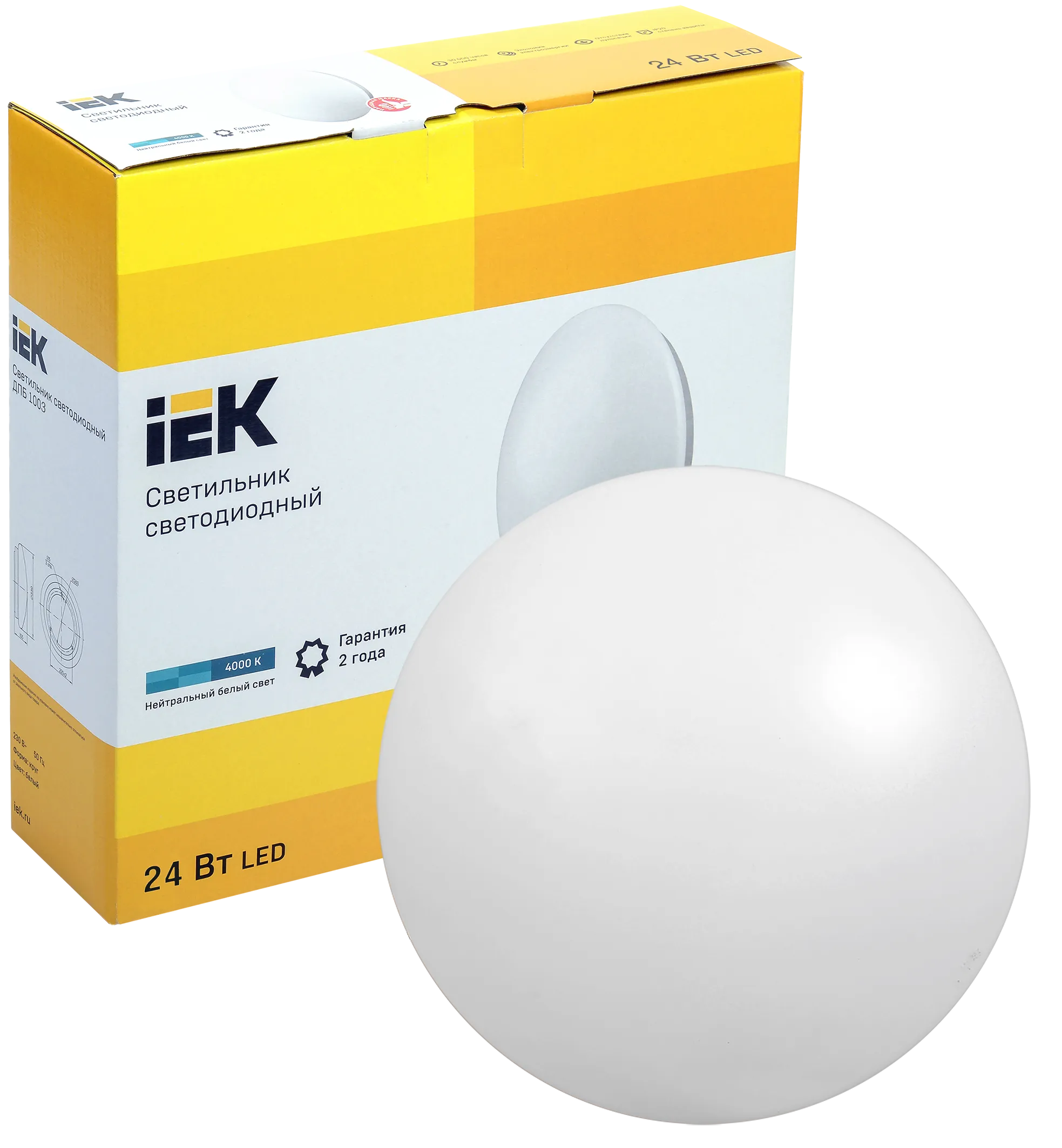 Светильник светодиодный ДПБ 1003 24Вт IP20 4000K круг белый IEK - Фото 3