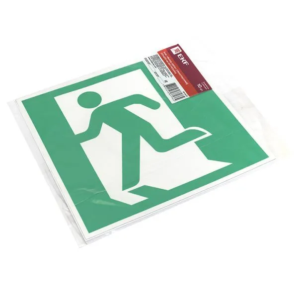 Знак наклейка E01-01 "Выход здесь" (левосторонний) (200х200) EKF - Фото 2