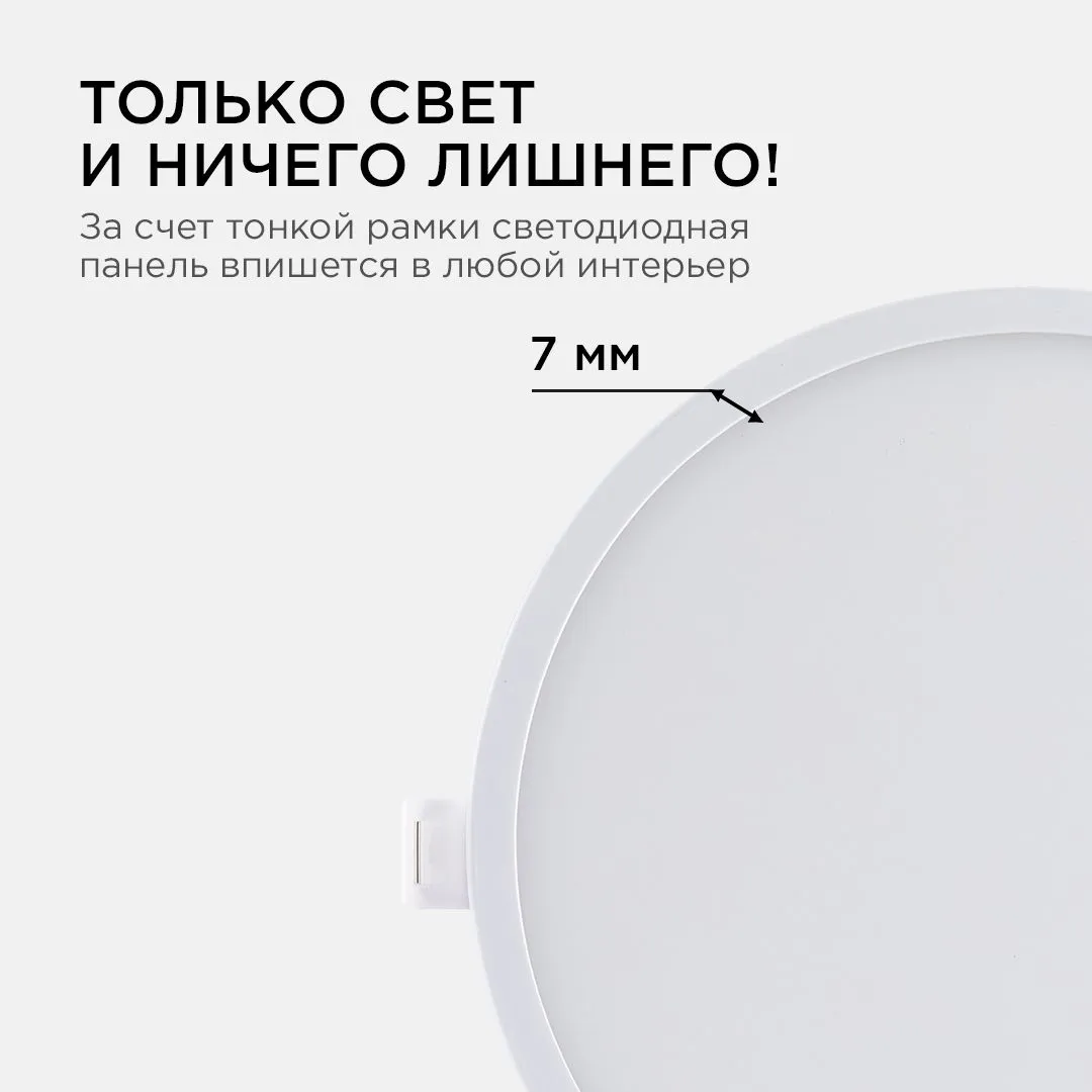 Панель светодиодная встраиваемая круглая 18Вт, 1440Лм, Ф170/155мм, 6500К, Apeyron - Фото 9