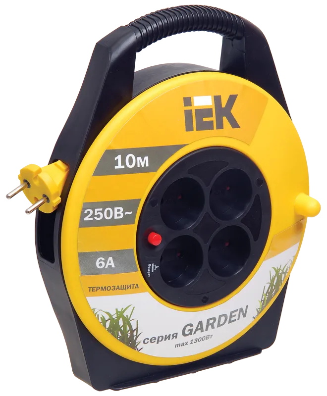 Катушка УК10 4 места без заземления с термозащитой 2х0,75мм2 "Garden" 10м IEK