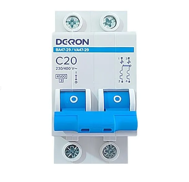 Автоматический выключатель ВА47-29 2P С20A 4,5кА mcb29-2-C20-dek