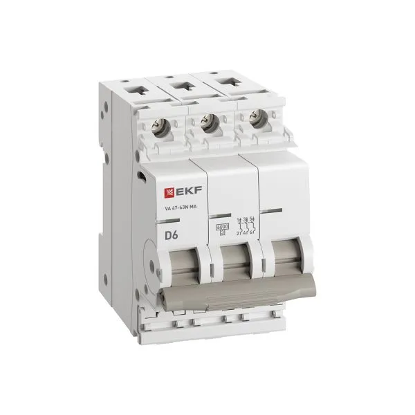 Авт. выкл. ВА 47-63N MA 3P 6А (C) 6кА без тепл. расцепит. PROXIMA EKF - Фото 3