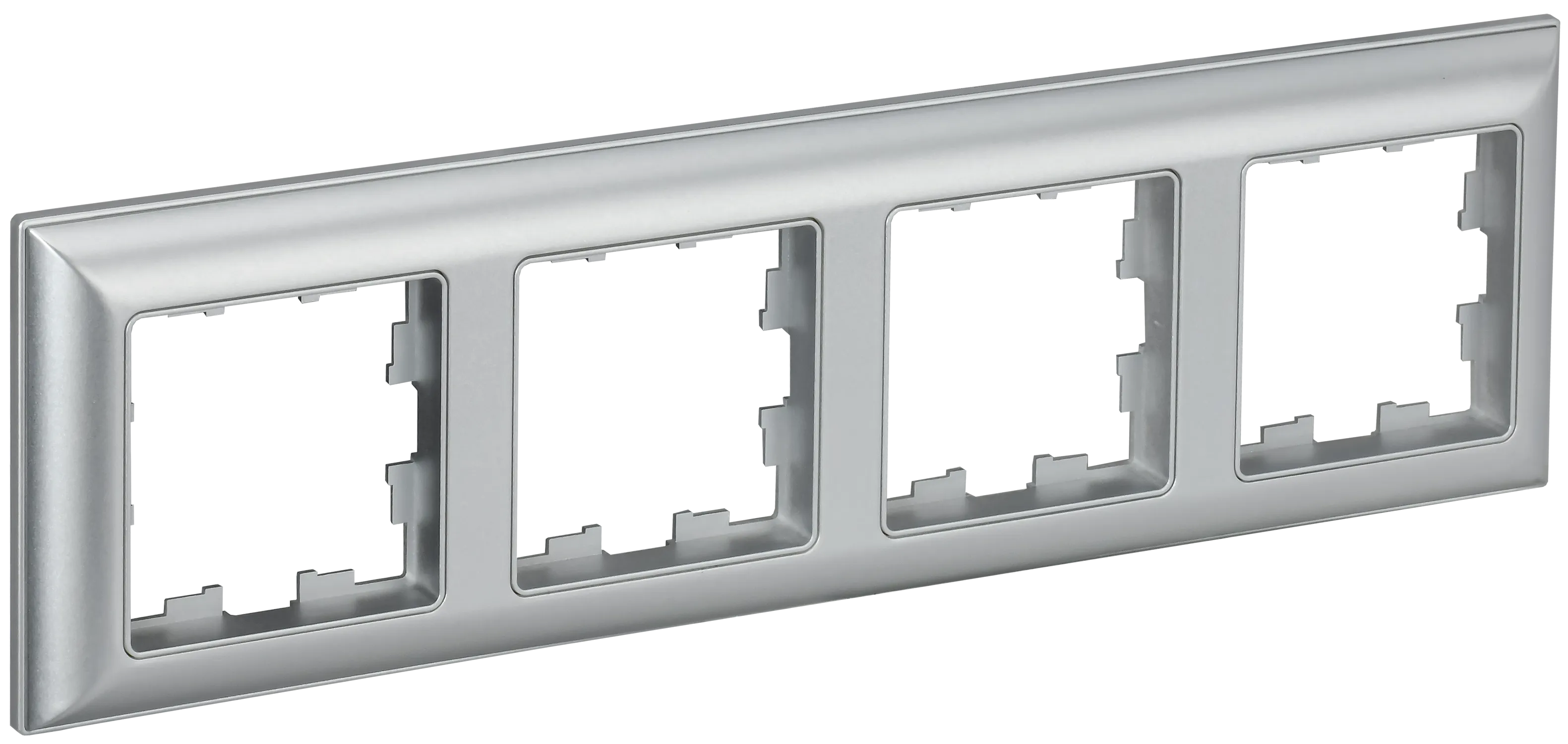 BRITE Рамка 4-местная РУ-4-Бр алюминий/алюминий IEK
