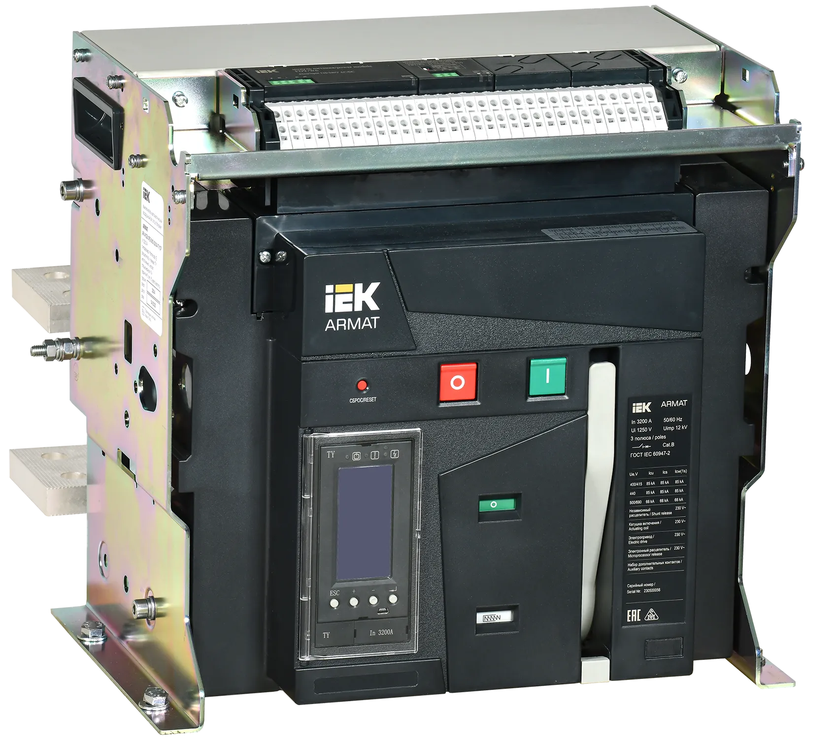 ARMAT Воздушный автоматический выключатель стационарного исполнения 3P типоразмер E 85кА 3200А расцепитель TY с комплектом аксессуаров 220В: мотор при