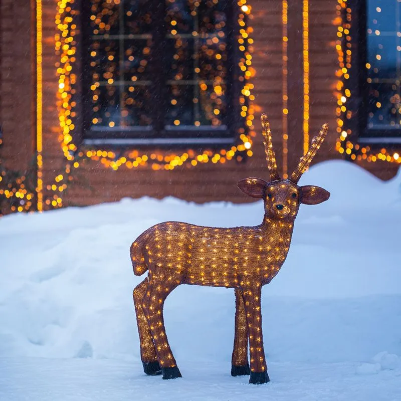 Акриловая светодиодная фигура Бурый олень 100 см, 380 светодиодов, IP 65, понижающий трансформатор в комплекте, NEON-NIGHT - Фото 2