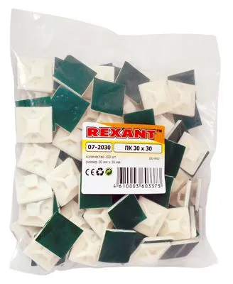 Площадка самоклеящаяся 30х30 мм, белая (100 шт/уп) REXANT - Фото 2