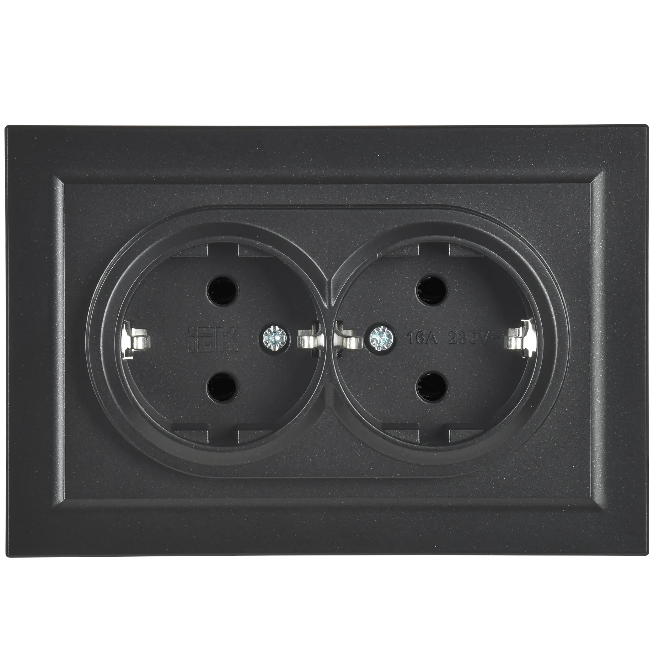BRITE Розетка 2-местная с заземлением без защитных шторок 16А в сборе РС12-3-БрЧ черный IEK - Фото 5