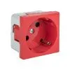 Розетка 45х45 PRO с зазем., с защ. шторками, 45 градусов, красная EKF E6MR16-028-70-45