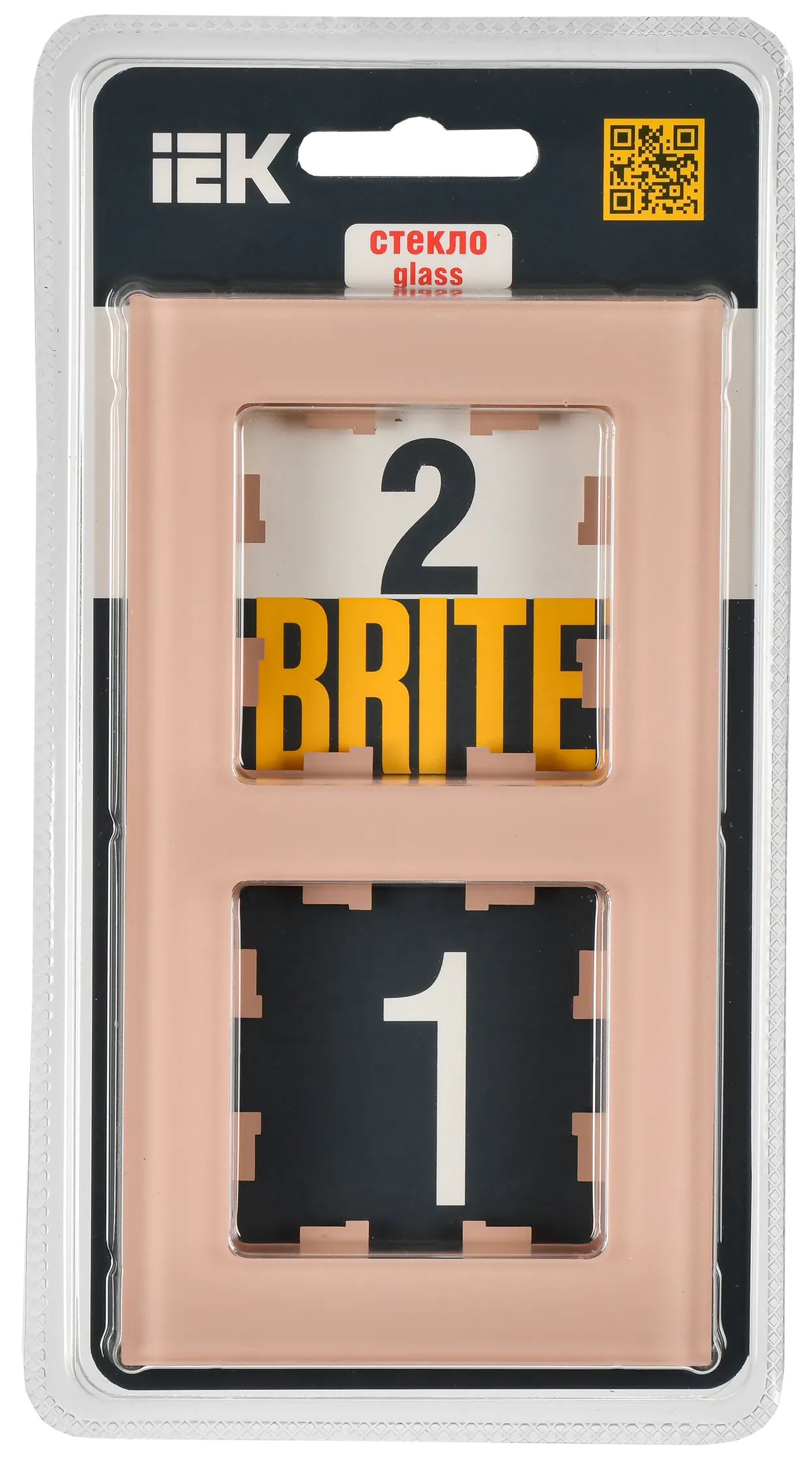 BRITE Рамка 2-местная РУ-2-2-БрП стекло персиковый матовый IEK - Фото 2