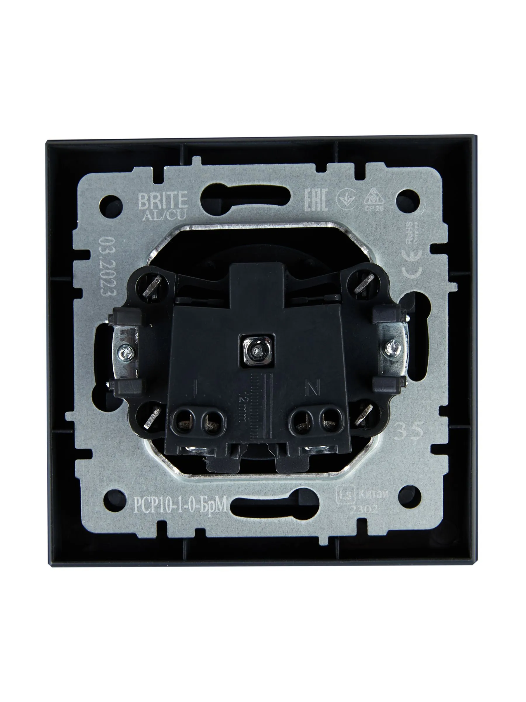 BRITE Розетка 1-местная без заземления без защитных шторок 10А в сб. РСР10-1-0-БрМ маренго IEK - Фото 4
