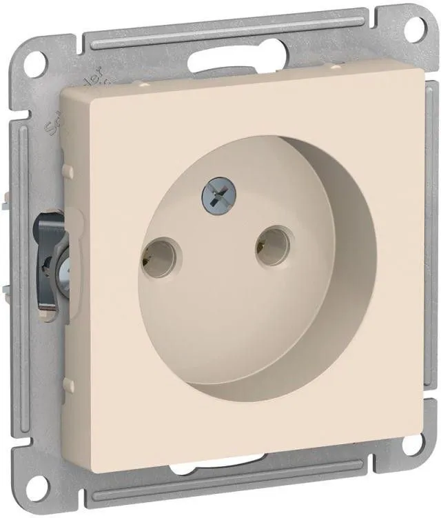 Розетка 1-м СП AtlasDesign 16А IP20 без заземл. без защ. шторок механизм беж. SE ATN000241