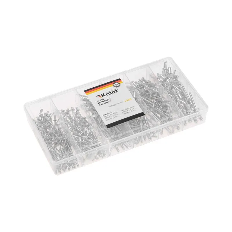 Набор вытяжных заклепок (320 шт/уп) KRANZ KR-01-3101-19