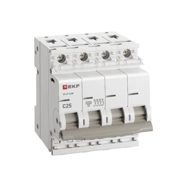 Авт. выкл. 4P 25А (C) 4,5kA ВА 47-63N EKF PROxima - Фото 3