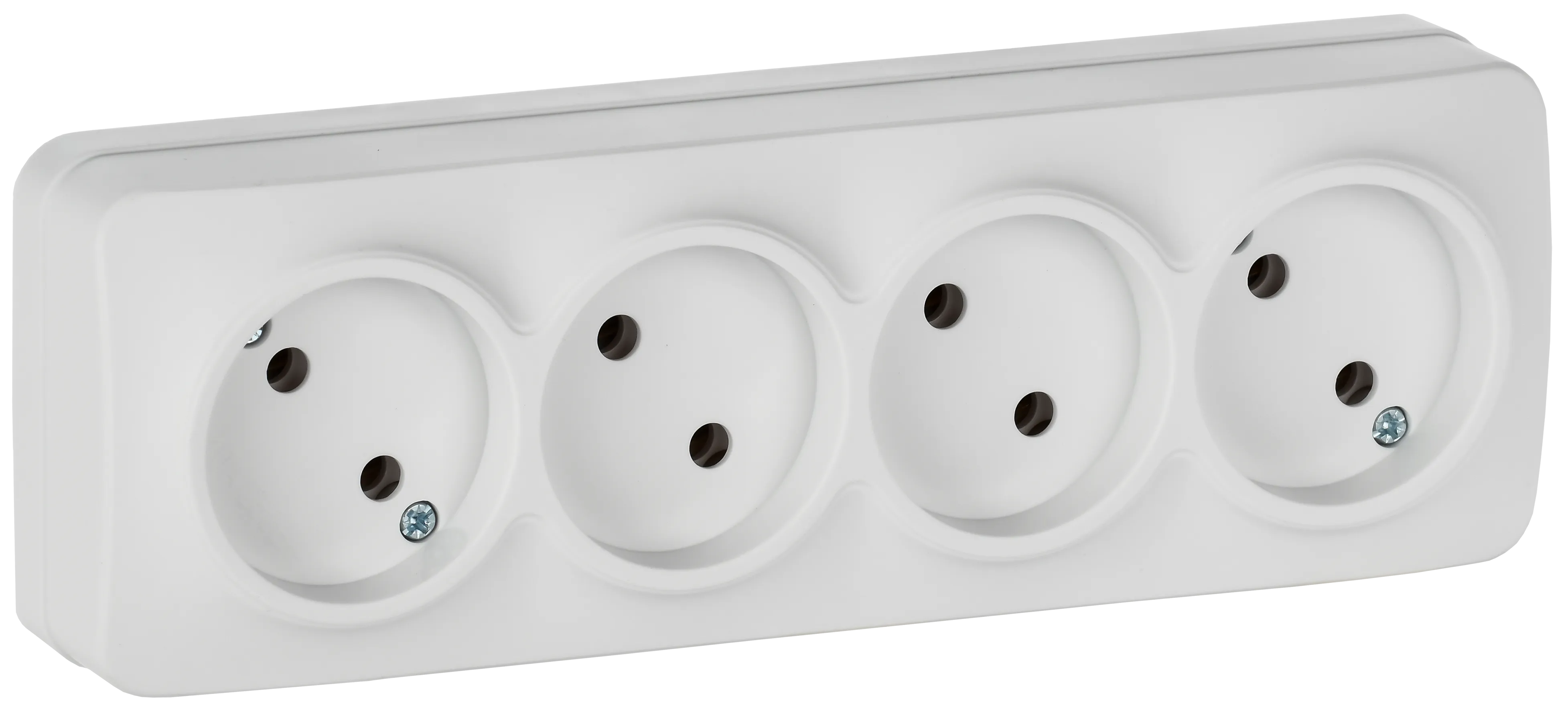 GLORY Розетка 4-местная для открытой установки без заземления без защитных шторок 10А РС24-2-ХБм белый матовый IEK ERH40-K01M-10