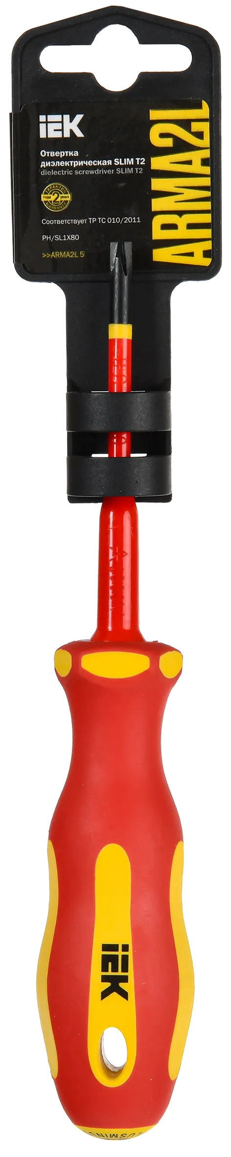 ARMA2L 5 Отвертка диэлектрическая SLIM PH/SL1х80 Т2 IEK - Фото 2