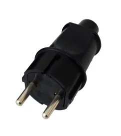 Вилка прямая без заземляющиго контакта IP20, УХЛ4, 250 В, 16А,черная