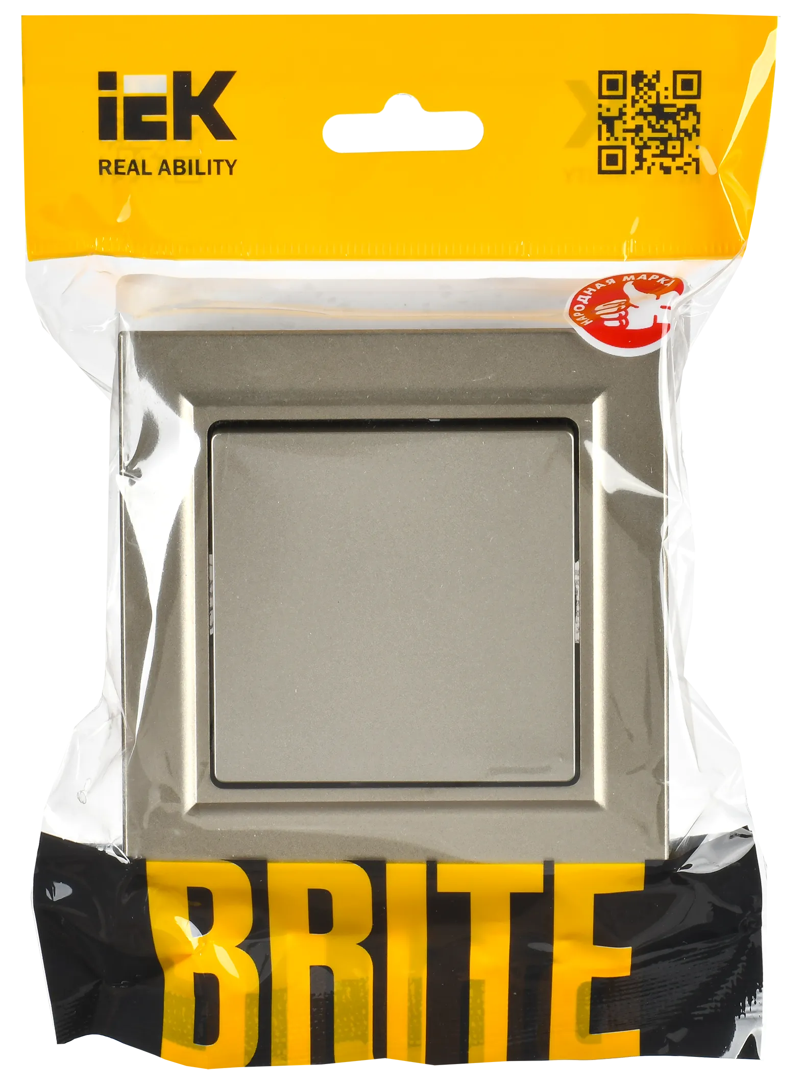 BRITE Выключатель 1-клавишный 10А в сборе ВСР10-1-0-БрШ шампань IEK - Фото 2