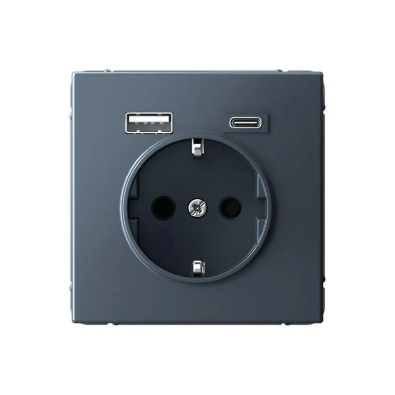 Розетка ArtGallery 16А с 2-мя заряд. устройствами USB A+C 5В/2.4А/3А 2х5В/1.5А механизм грифель SE GAL000732 1823418