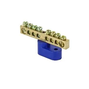 Шина "0" N (6x9мм) 8 отв. латунь синий угловой изолятор EKF 