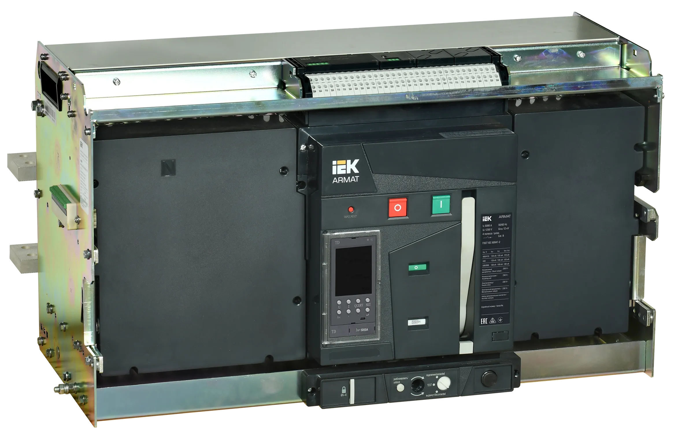 ARMAT AR-A5Y TD50 4P W HR Выключатель автоматический воздушный 135кА расцепитель TD 5000А 4P выдвижной с аксессуарами ~220-240В: реле отключения, реле AR-ACB-4VG-135-5000A-TDCF