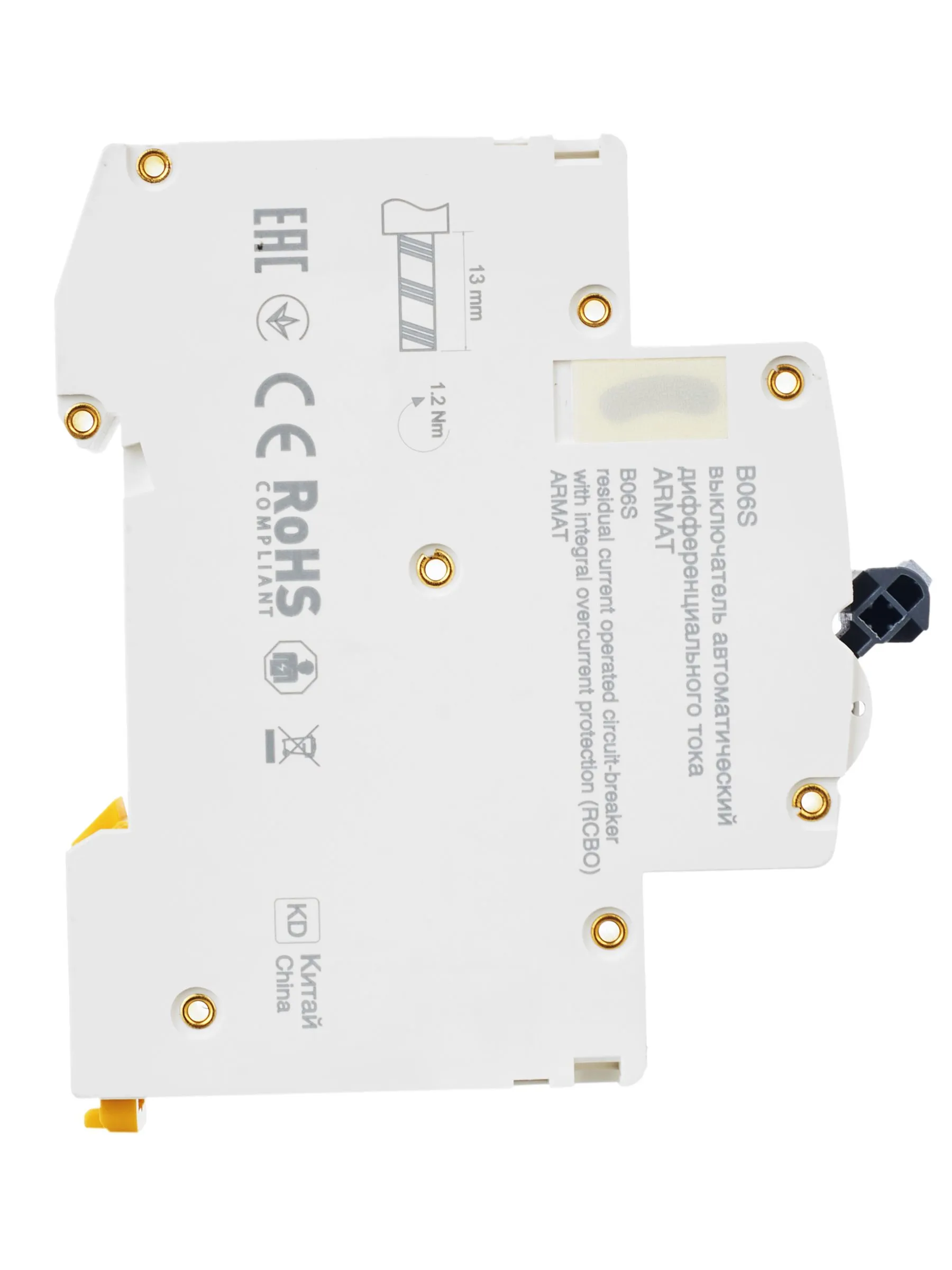 ARMAT Автоматический выключатель дифференциального тока B06S 1P+NP B16 30мА тип A (18мм) IEK - Фото 4