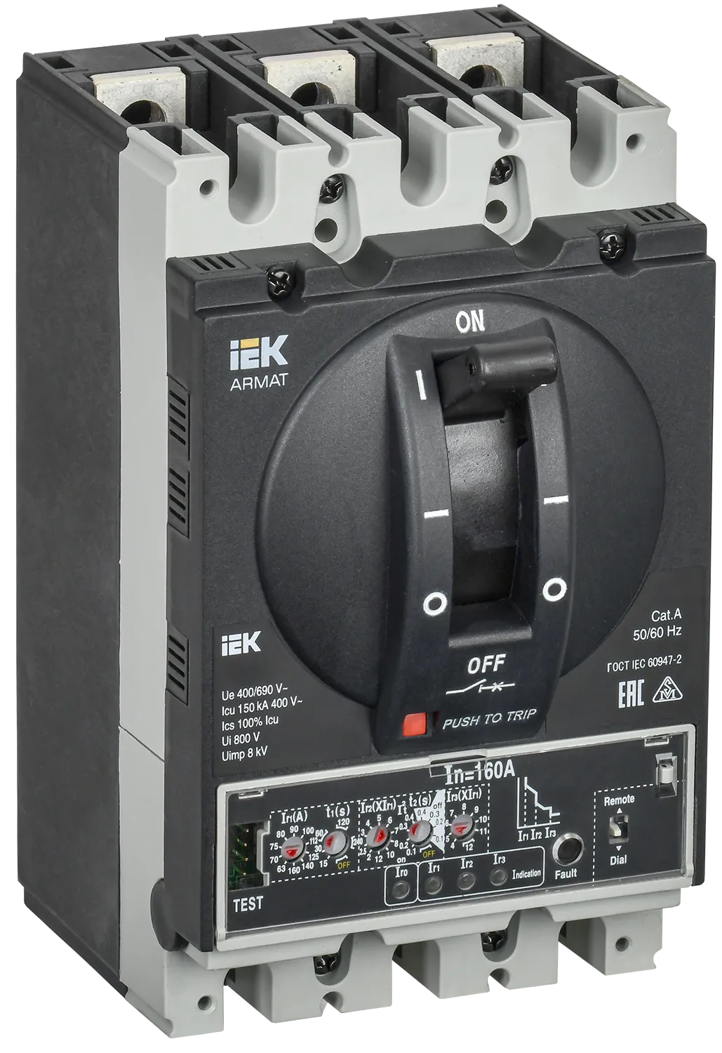 ARMAT Автоматический выключатель в литом корпусе 3P типоразмер D 150кА 160А расцепитель электронный продвинутый IEK
