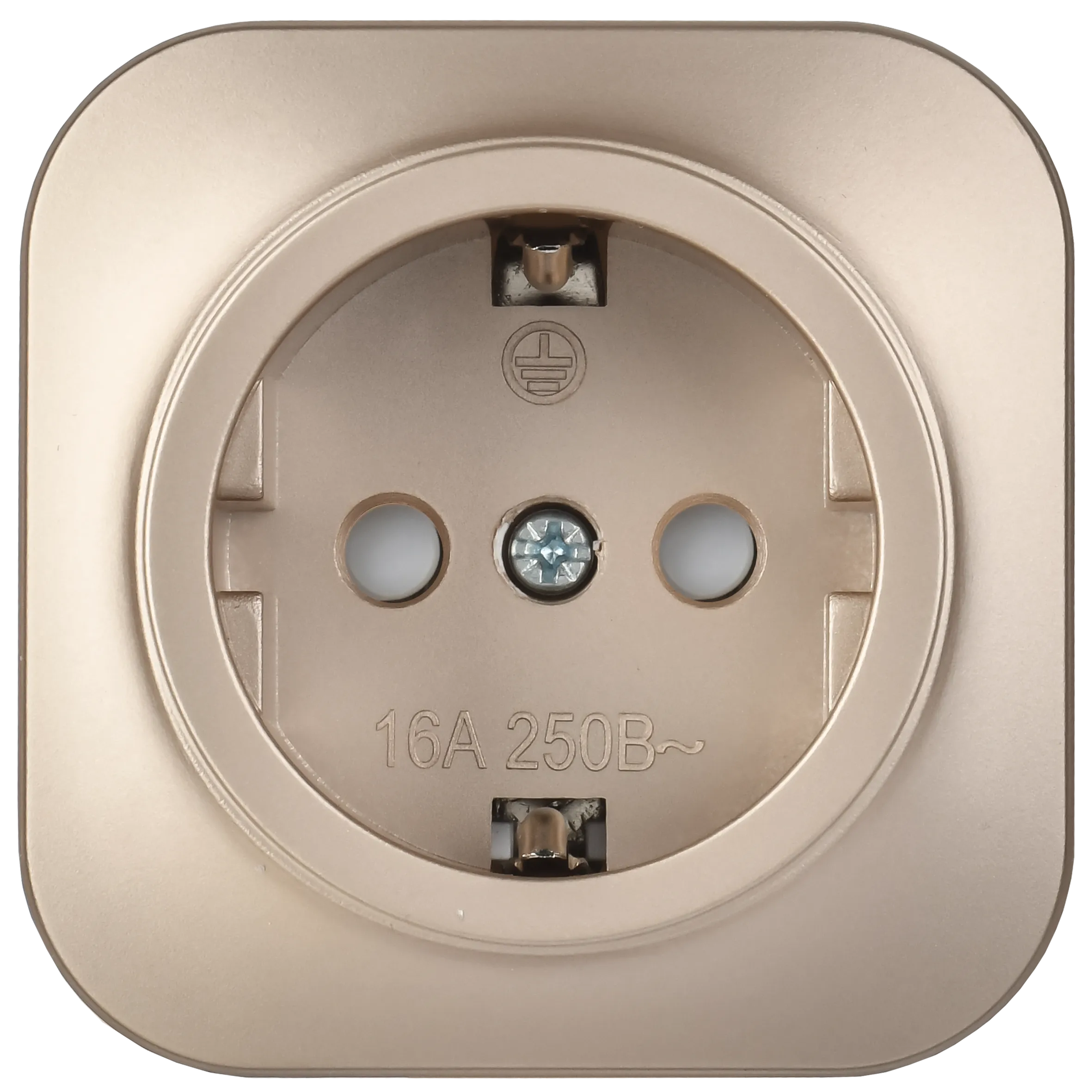 GLORY Розетка 1-местная для открытой установки с заземлением с защитными шторками 16А РСш20-3-ХШм шампань матовый IEK - Фото 5
