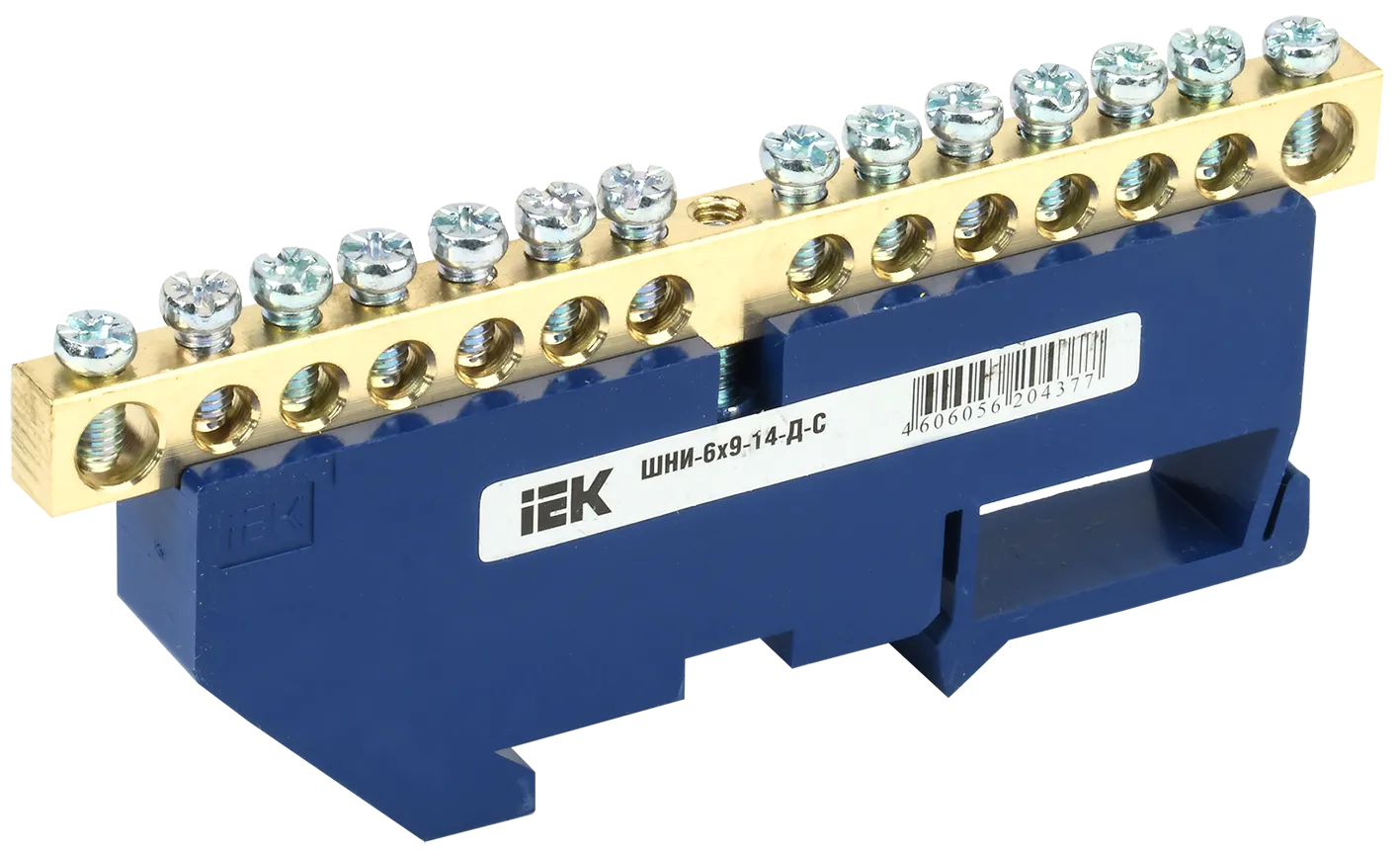 Шина N "ноль" на DIN-изол ШНИ-6х9-14-Д-С IEK