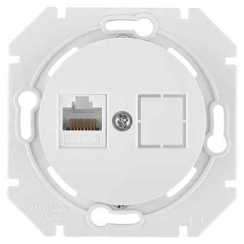 Розетка компьютерная скрытой установки (полимерный суппорт) РК18-6311