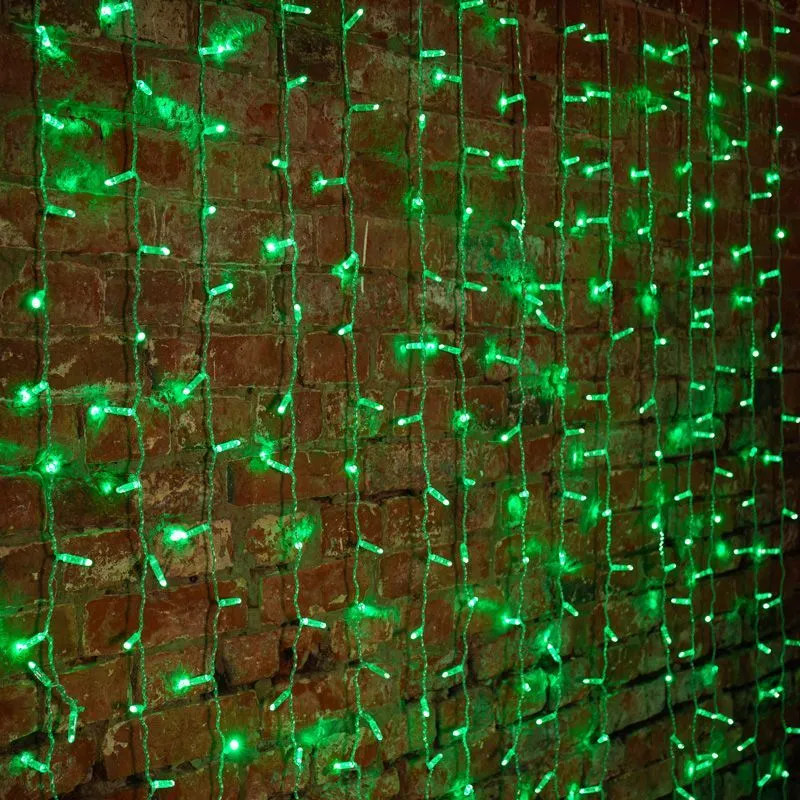 Гирлянда светодиодная Занавес 2х1,5м 192 LED ЗЕЛЕНЫЙ прозрачный ПВХ IP65 постоянное свечение 230В блок в комплекте NEON-NIGHT 235-304-6