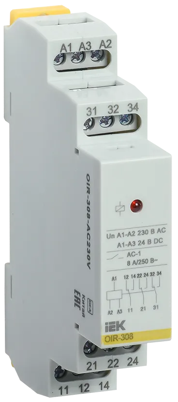 Реле промежуточное модульное OIR 3 контакта 8А 230В AC IEK