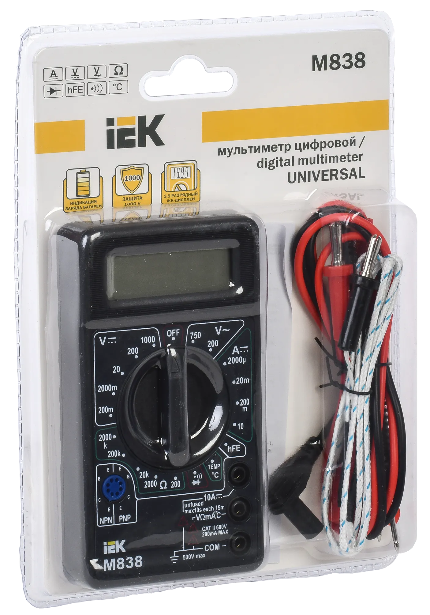 Мультиметр цифровой UNIVERSAL M838 IEK - Фото 2