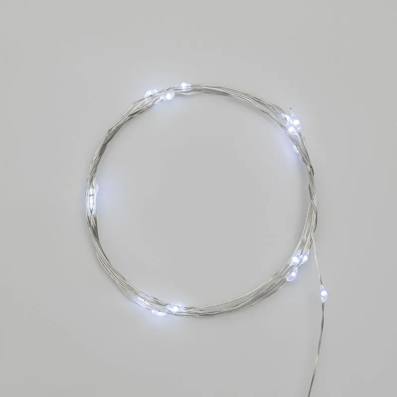 Гирлянда светодиодная Роса 2м, 20LED, БЕЛЫЙ, IP20, тонкий батарейный блок, 2хCR2032 в комплекте NEON-NIGHT 303-005