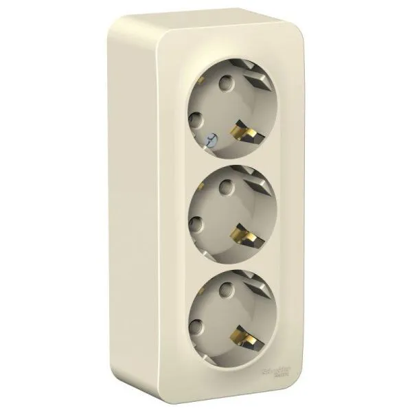 Розетка 3-м ОП Blanca 16А IP20 250В с заземл. без защ. шторок с изолир. пластиной молоч. SE BLNRA010312