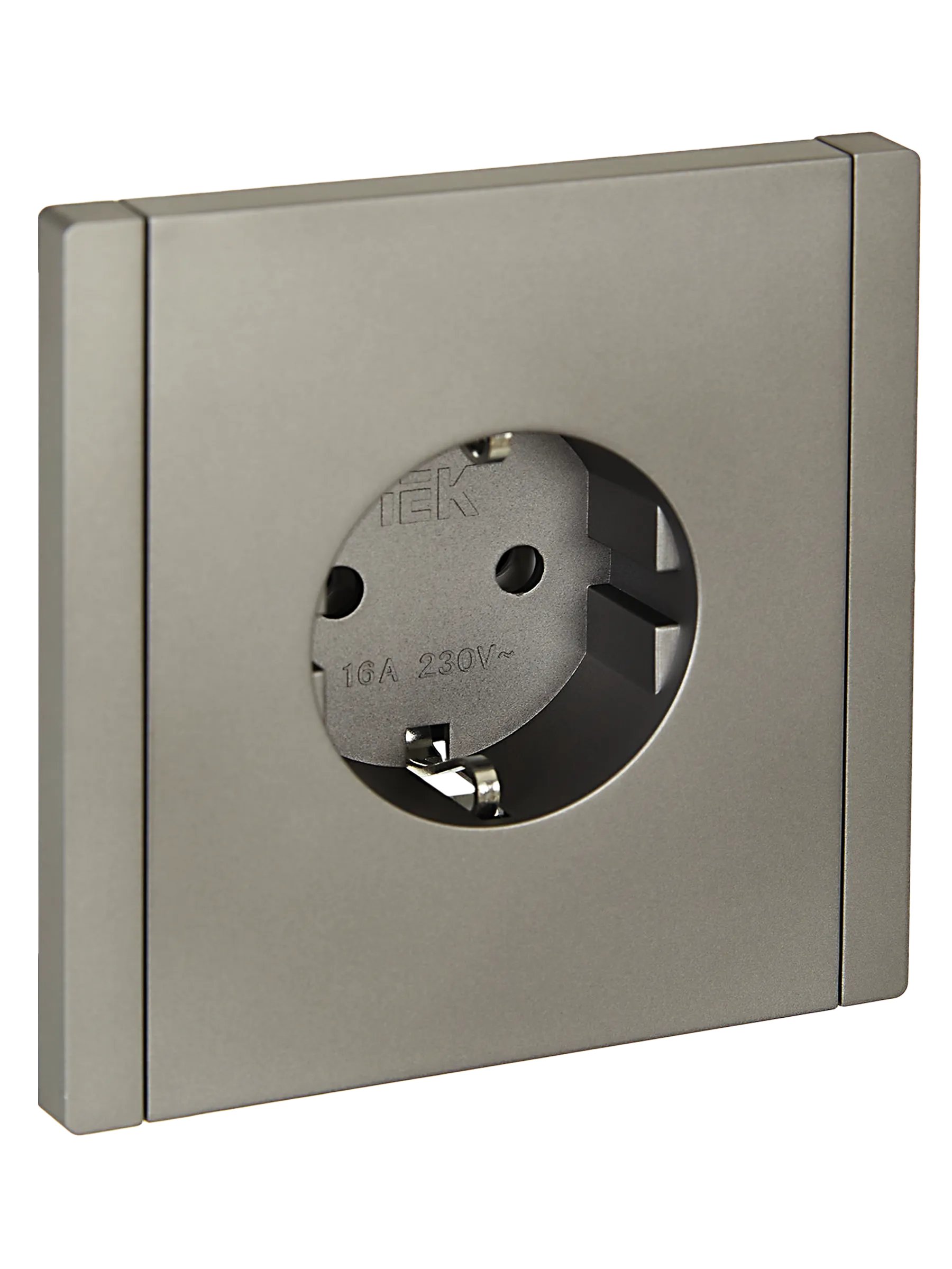 FORTE&PIANO Розетка 1-местная с заземлением без защитных шторок безвинтовое крепление 16А FP514 сталь IEK FP-R11-16-1-K46
