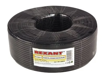Кабель коаксиальный RG-58 A/U, 50 Ом, Cu/Al/Cu, 64%, 100м, OUTDOOR, черный REXANT - Фото 2