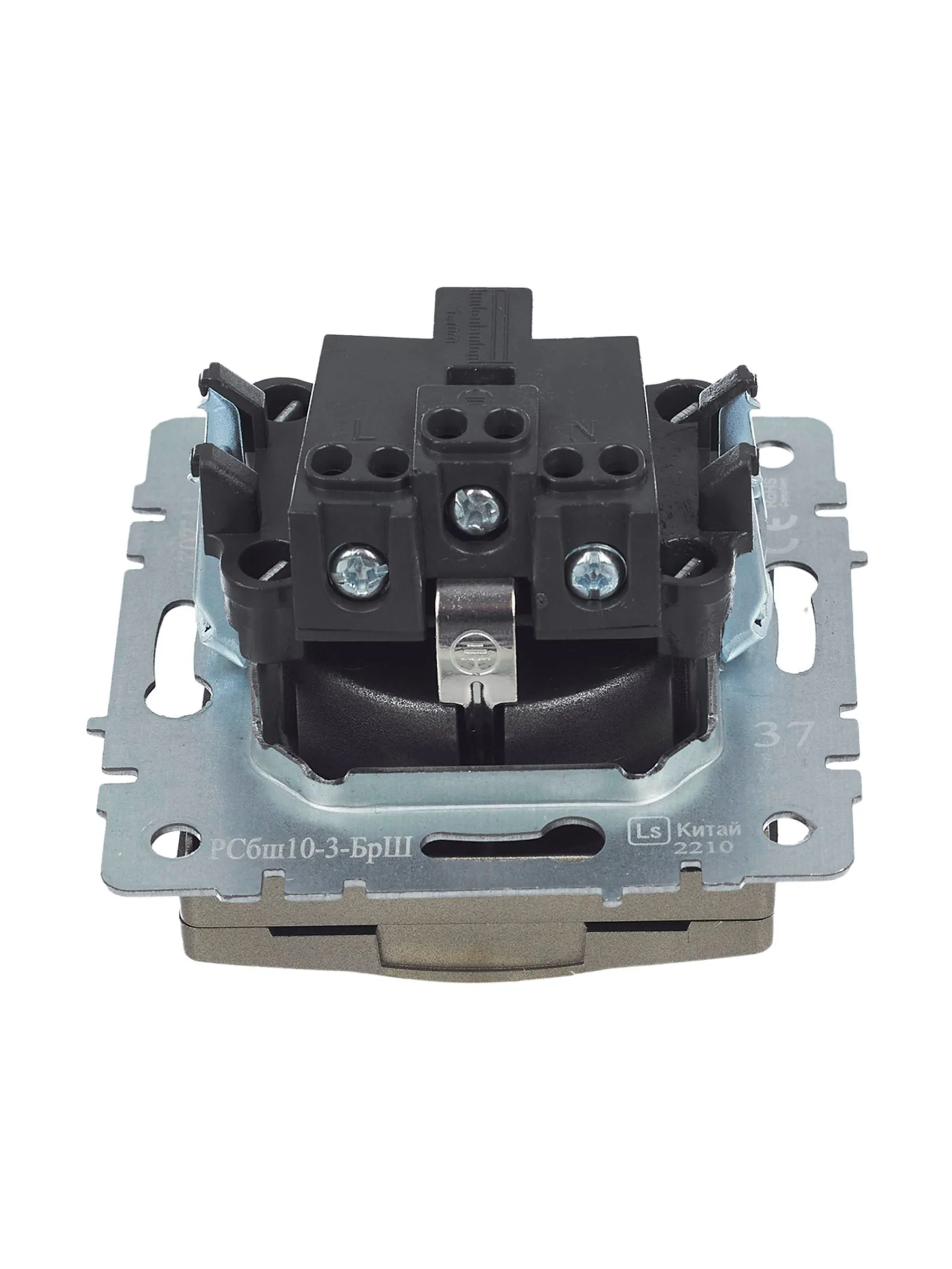 BRITE Розетка 1-местная с заземлением с защитными шторками и крышкой 16А IP20 РСбш10-3-БрШ шампань IEK - Фото 7