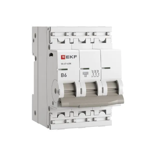 Авт. выкл. 3P 6А (В) 4,5kA ВА 47-63N EKF PROxima M634306B