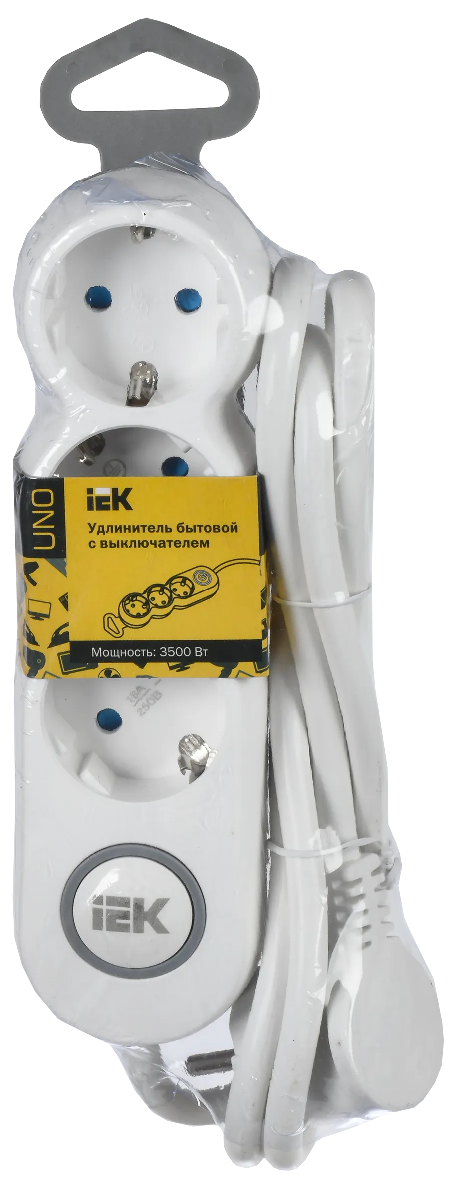 Удлинитель У03В 3 места с заземлением 1,5м 3х1,5мм2 16А/250В UNO IEK - Фото 2