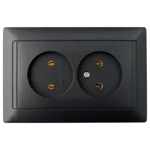 Розетка штепсельная двухместная скрытой установки РС16-307 графит 10386BY