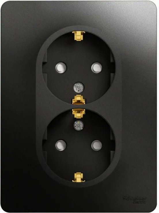 Розетка 2-м Glossa 16А с заземл. защ. шторки в сборе антрацит SE GSL000726